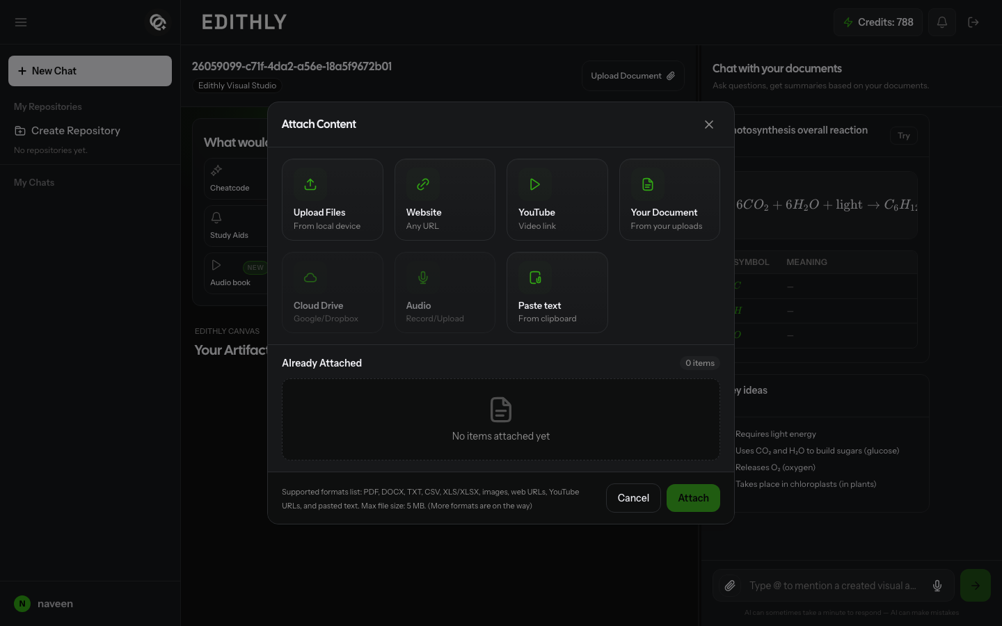 Attach Content dialog
